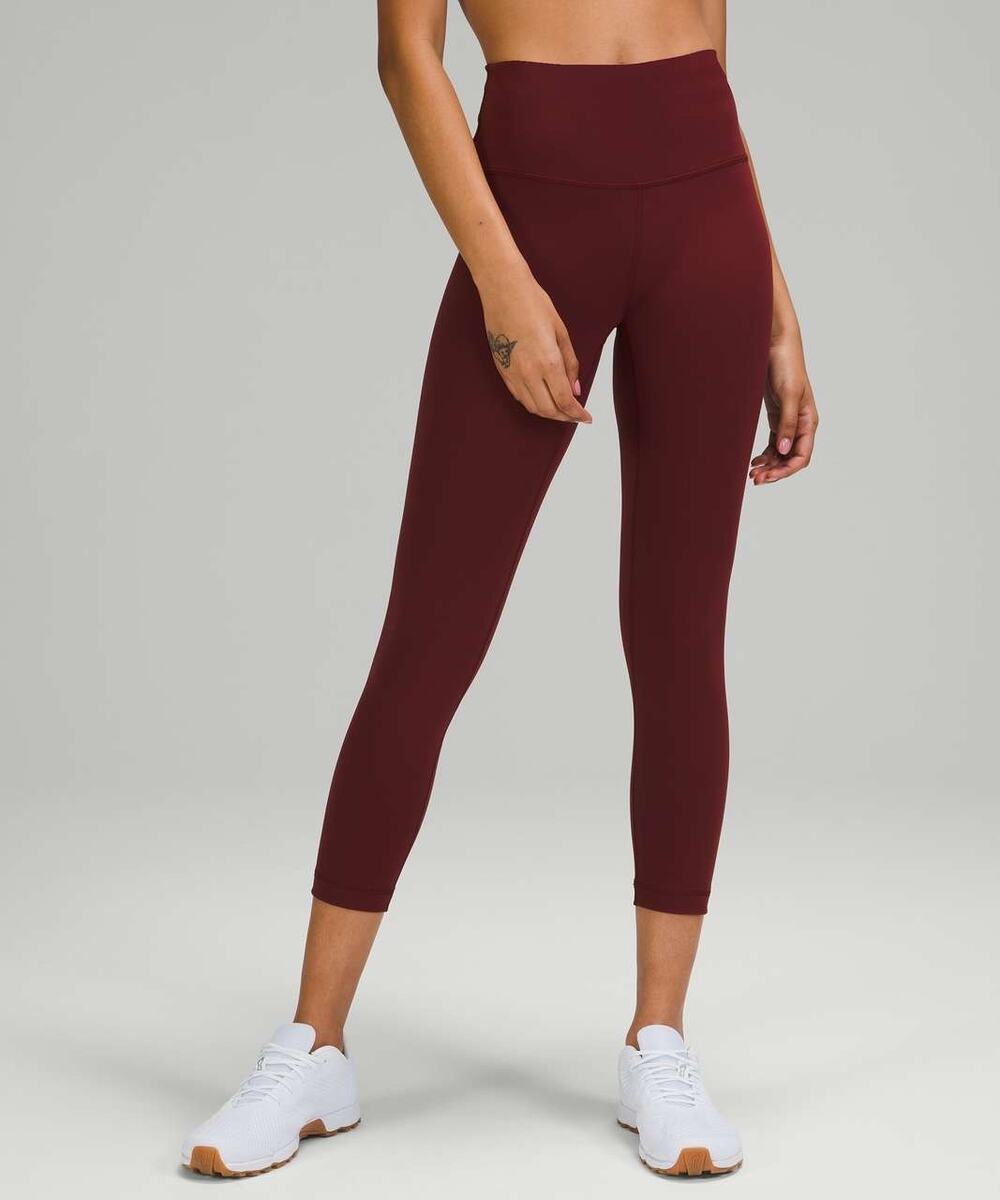 Lululemon Wunder Train High-Rise Crop 23" Burgandy Size 4 W6BNFS *EUC